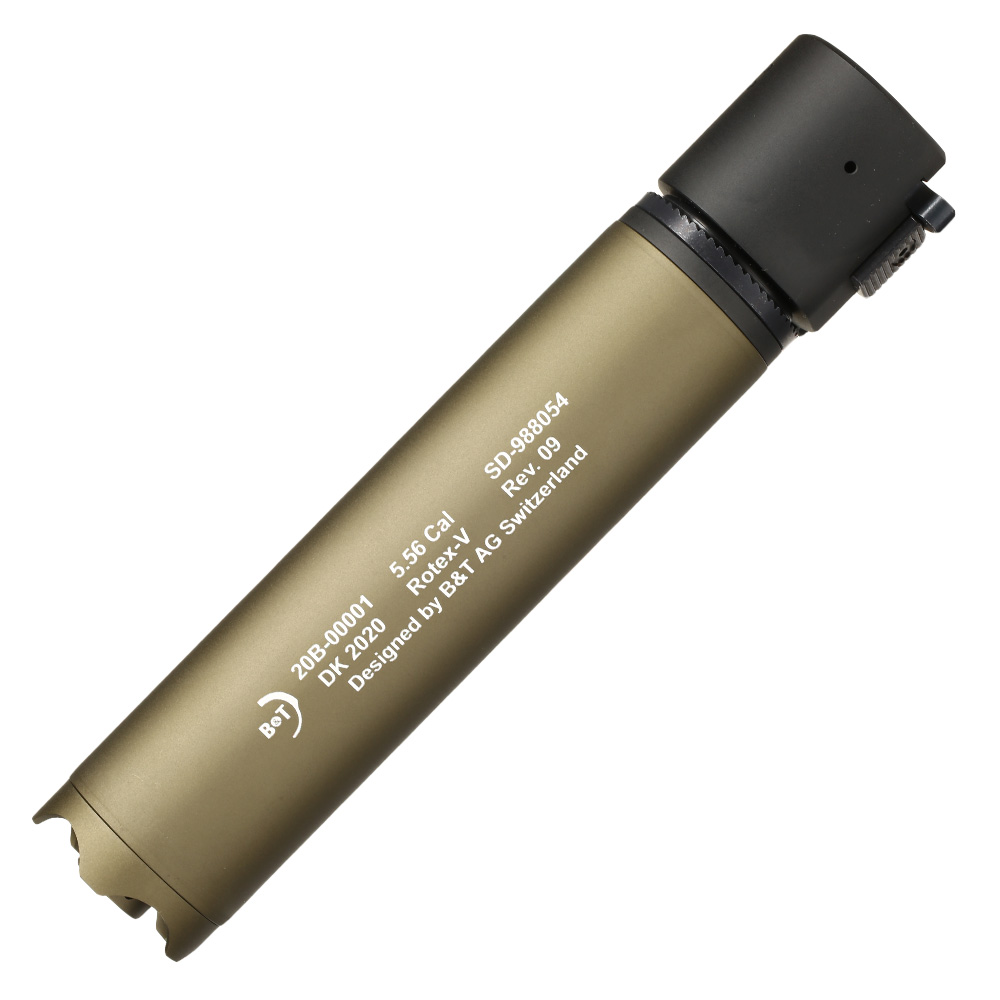 ASG B&T Rotex-V 197mm Aluminium Silencer mit Stahl Flash-Hider 14mm- Mud-Earth Bild 1