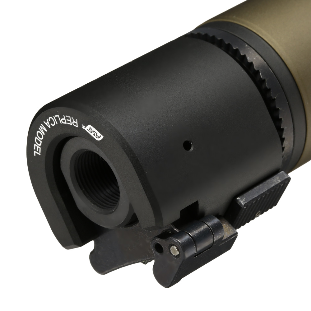 ASG B&T Rotex-V 197mm Aluminium Silencer mit Stahl Flash-Hider 14mm- Mud-Earth Bild 5