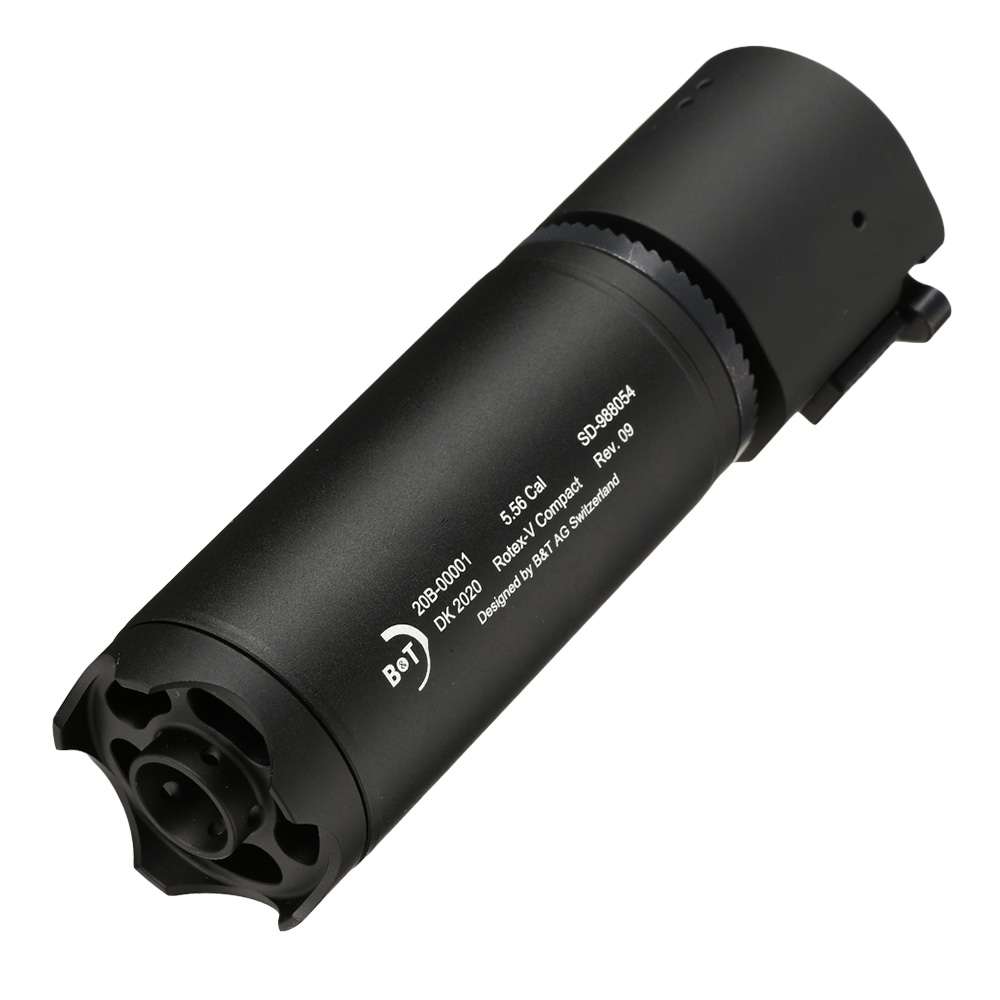 ASG B&T Rotex-V Compact Aluminium Silencer mit Stahl Flash-Hider 14mm- schwarz