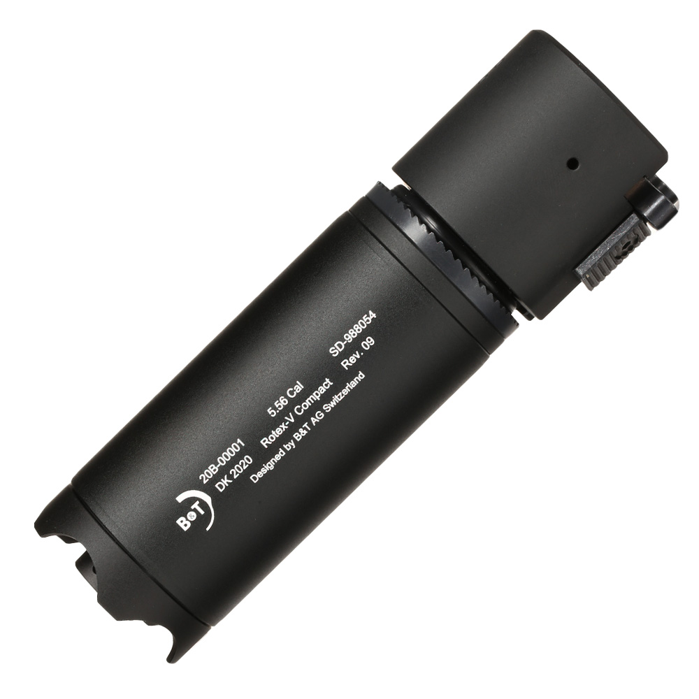 ASG B&T Rotex-V Compact Aluminium Silencer mit Stahl Flash-Hider 14mm- schwarz Bild 1