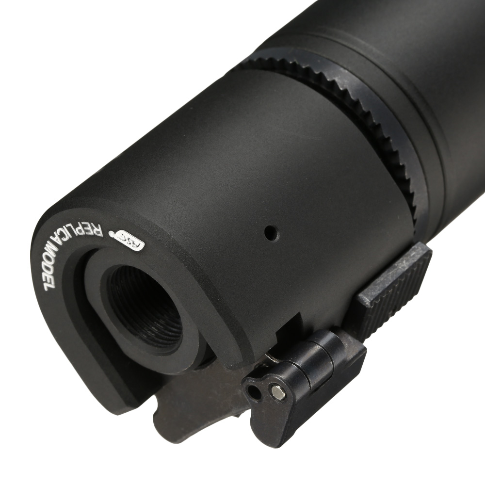 ASG B&T Rotex-V Compact Aluminium Silencer mit Stahl Flash-Hider 14mm- schwarz Bild 5