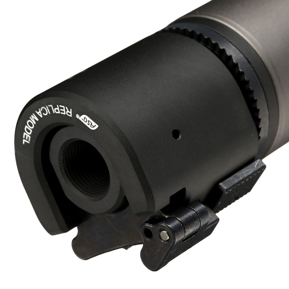 ASG B&T Rotex-V Compact Aluminium Silencer mit Stahl Flash-Hider 14mm- grau Bild 5