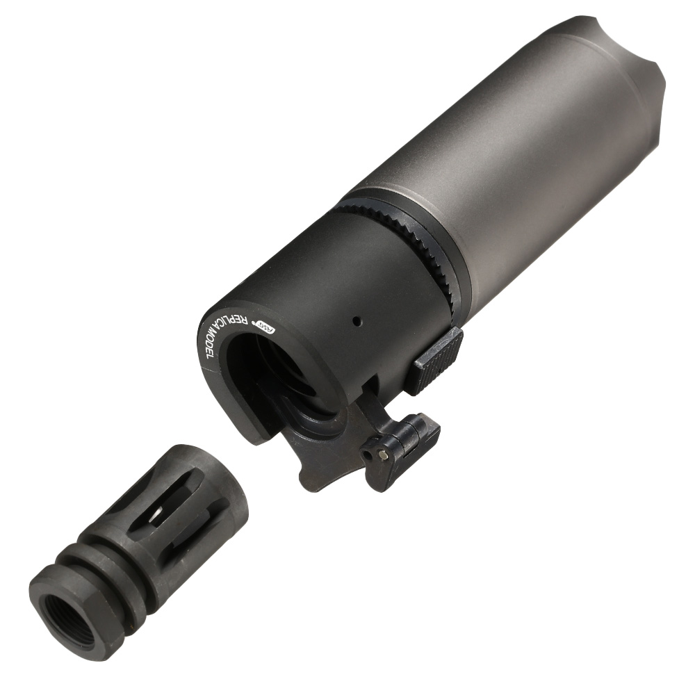 ASG B&T Rotex-V Compact Aluminium Silencer mit Stahl Flash-Hider 14mm- grau Bild 6