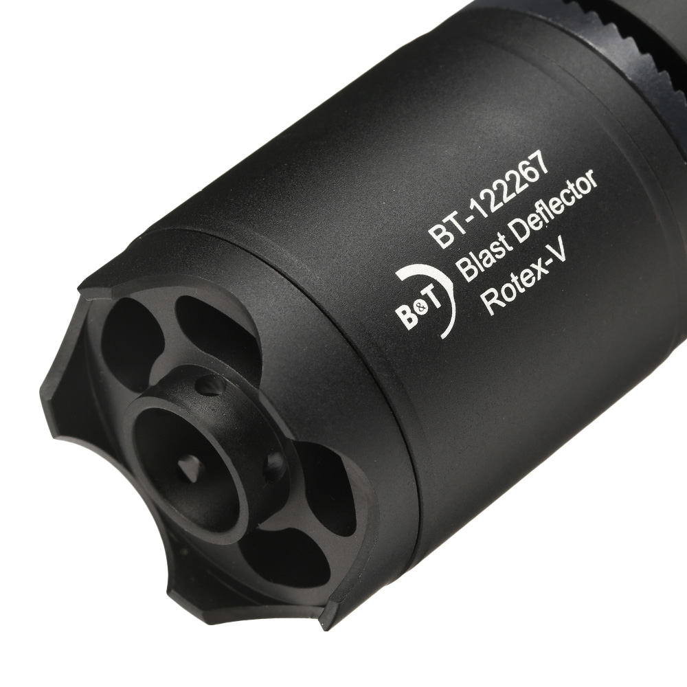 ASG B&T Rotex-V Blast Deflector Aluminium Silencer mit Stahl Flash-Hider 14mm- schwarz Bild 4