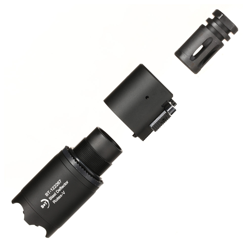 ASG B&T Rotex-V Blast Deflector Aluminium Silencer mit Stahl Flash-Hider 14mm- schwarz Bild 7