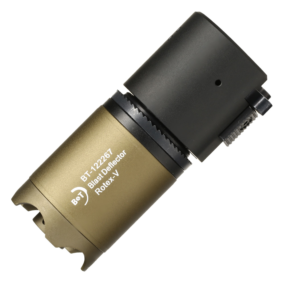 ASG B&T Rotex-V Blast Deflector Aluminium Silencer mit Stahl Flash-Hider 14mm- Mud-Earth Bild 1