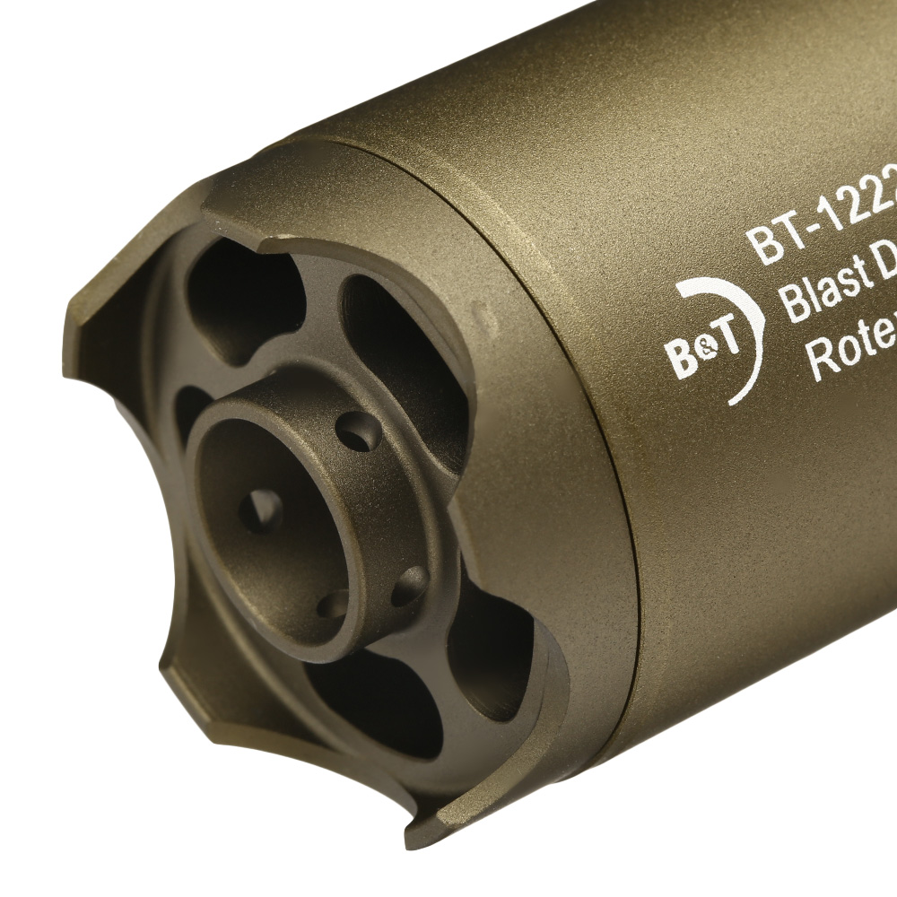 ASG B&T Rotex-V Blast Deflector Aluminium Silencer mit Stahl Flash-Hider 14mm- Mud-Earth Bild 4