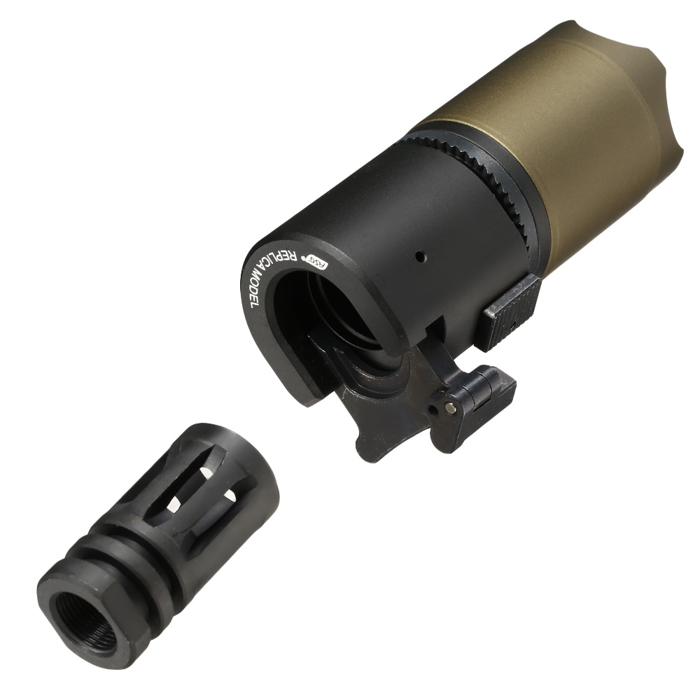 ASG B&T Rotex-V Blast Deflector Aluminium Silencer mit Stahl Flash-Hider 14mm- Mud-Earth Bild 6