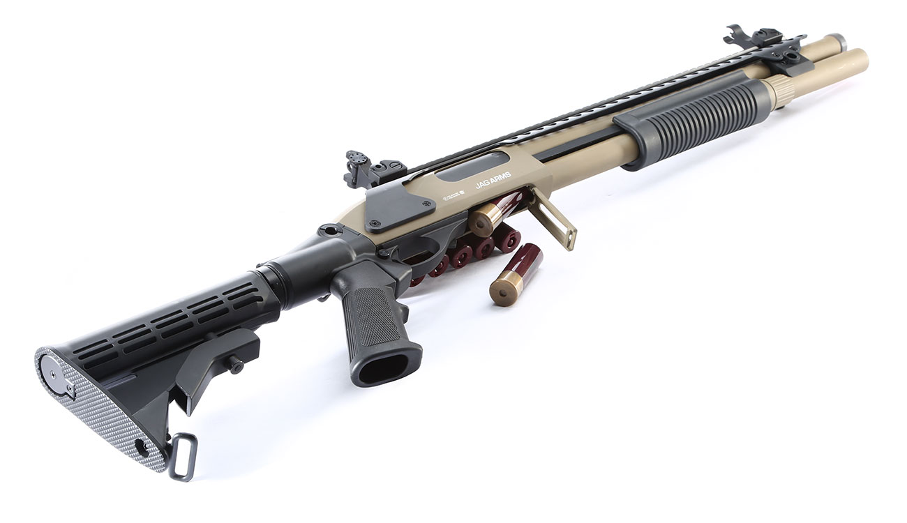 Jag Arms Scattergun SP Vollmetall Pump Action Gas Shotgun 6mm BB tan Bild 5