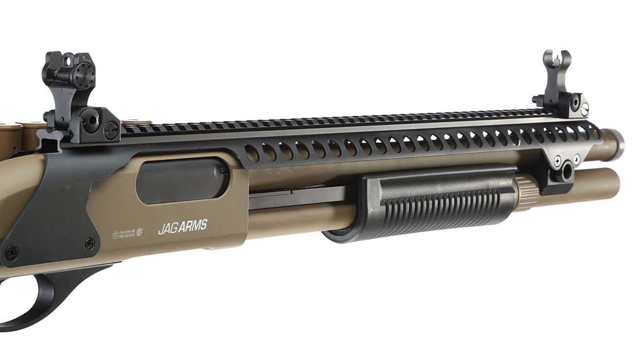 Jag Arms Scattergun SP Vollmetall Pump Action Gas Shotgun 6mm BB tan Bild 8