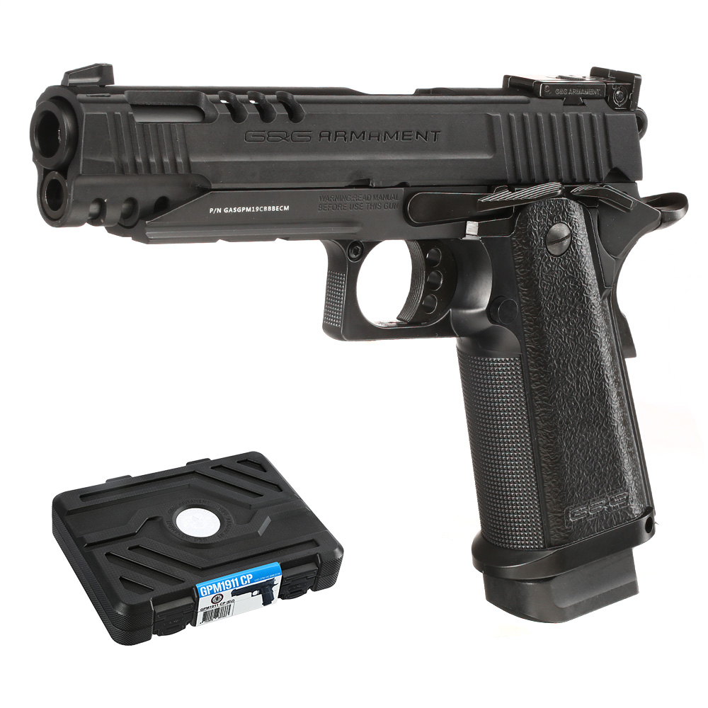 G&G GPM1911 CP Airsoftpistole Hi-Capa Metallrahmen GBB 6mm BB schwarz inkl. Pistolenkoffer
