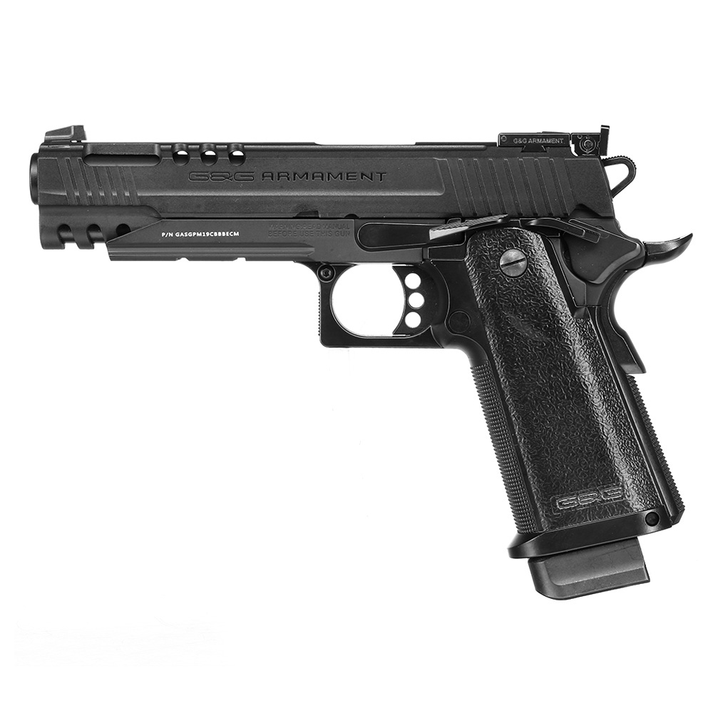 G&G GPM1911 CP Airsoftpistole Hi-Capa Metallrahmen GBB 6mm BB schwarz inkl. Pistolenkoffer Bild 1