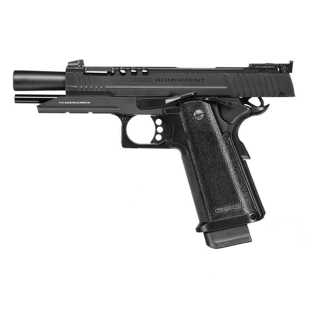 G&G GPM1911 CP Airsoftpistole Hi-Capa Metallrahmen GBB 6mm BB schwarz inkl. Pistolenkoffer Bild 2