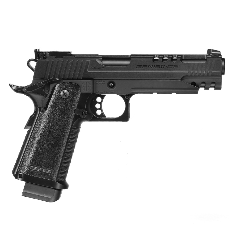 G&G GPM1911 CP Airsoftpistole Hi-Capa Metallrahmen GBB 6mm BB schwarz inkl. Pistolenkoffer Bild 3