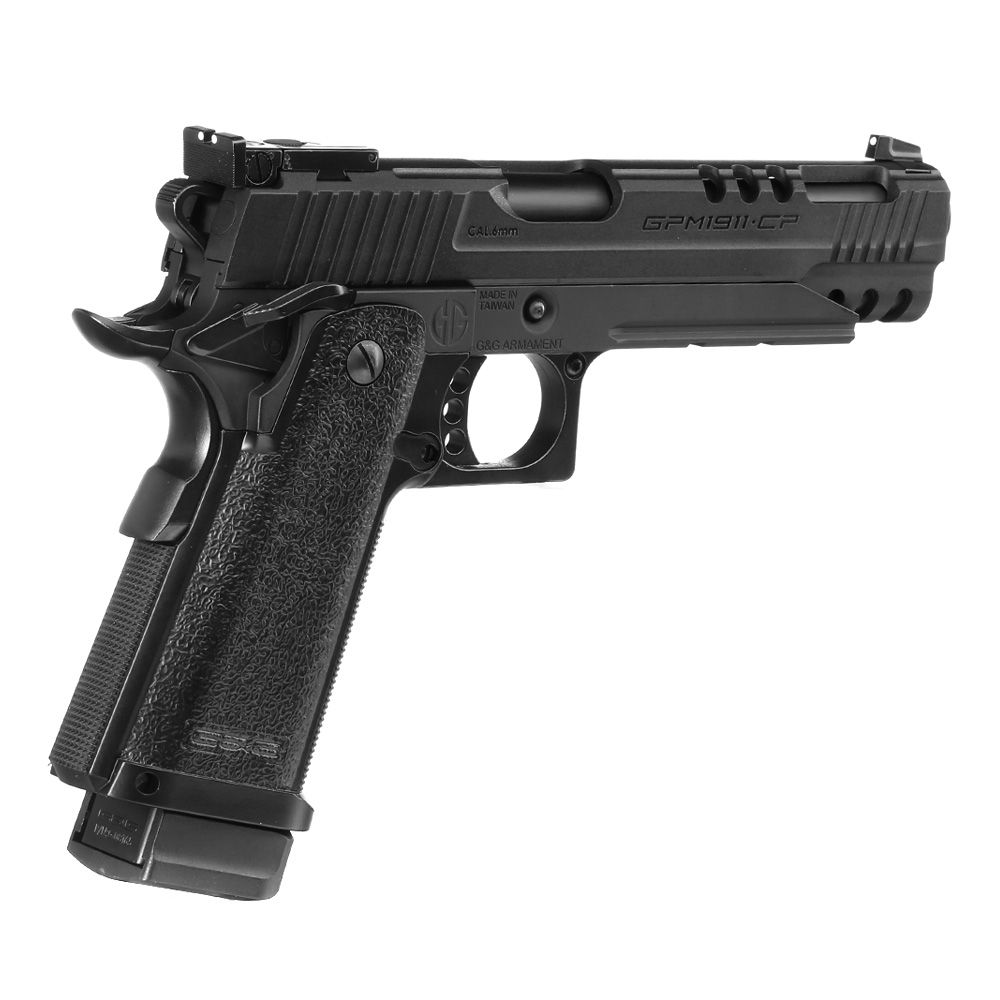 G&G GPM1911 CP Airsoftpistole Hi-Capa Metallrahmen GBB 6mm BB schwarz inkl. Pistolenkoffer Bild 4