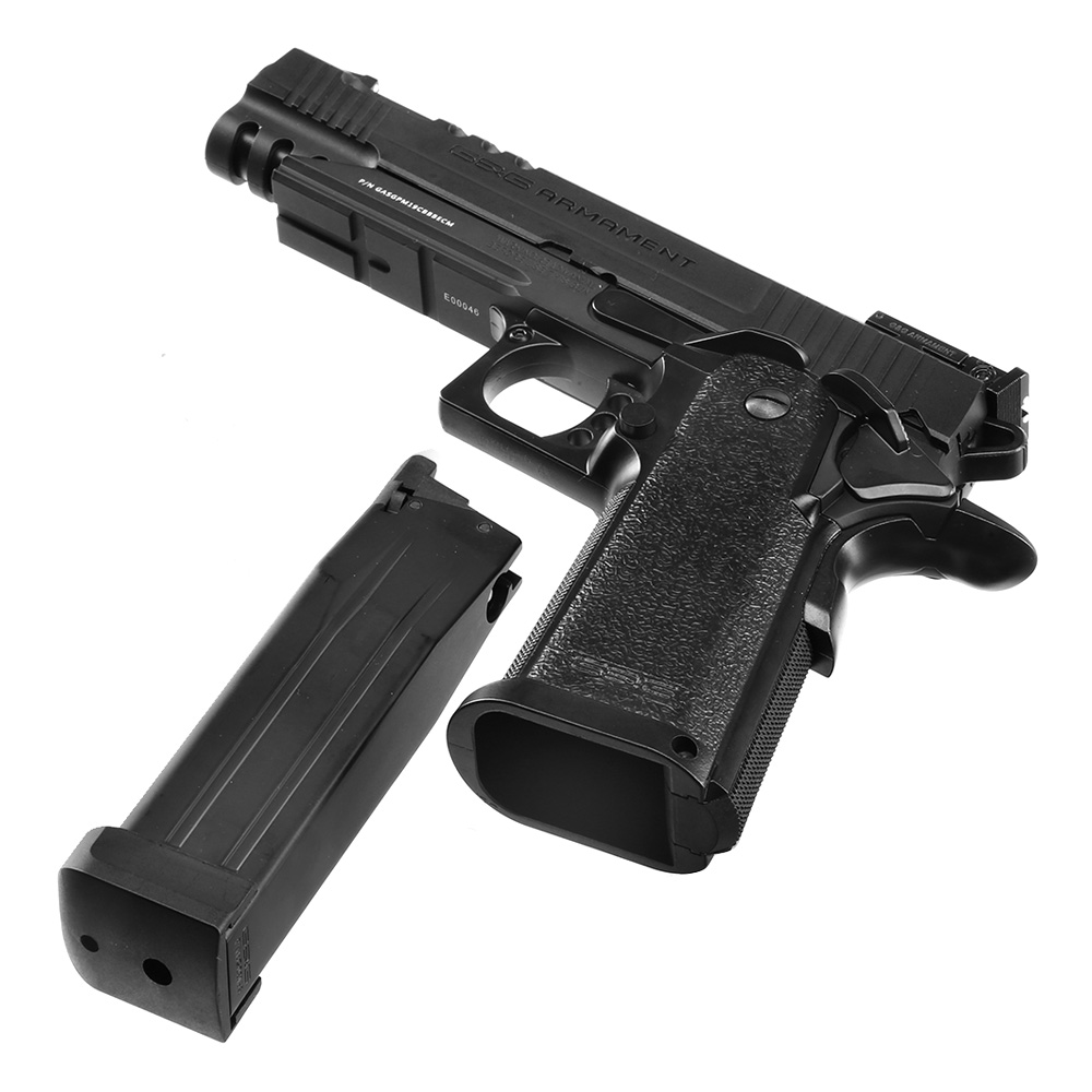 G&G GPM1911 CP Airsoftpistole Hi-Capa Metallrahmen GBB 6mm BB schwarz inkl. Pistolenkoffer Bild 6