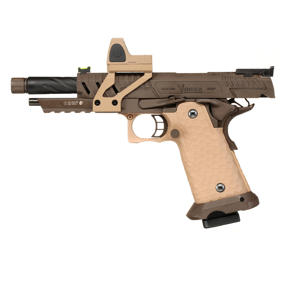 Vorsk Airsoft Hi-Capa 5.1 Vengeance mit HD5141 LPZ Vollmetall GBB 6mm BB Tan / Bronze Bild 2