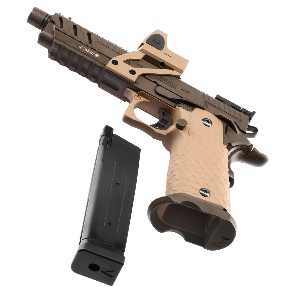 Vorsk Airsoft Hi-Capa 5.1 Vengeance mit HD5141 LPZ Vollmetall GBB 6mm BB Tan / Bronze Bild 6