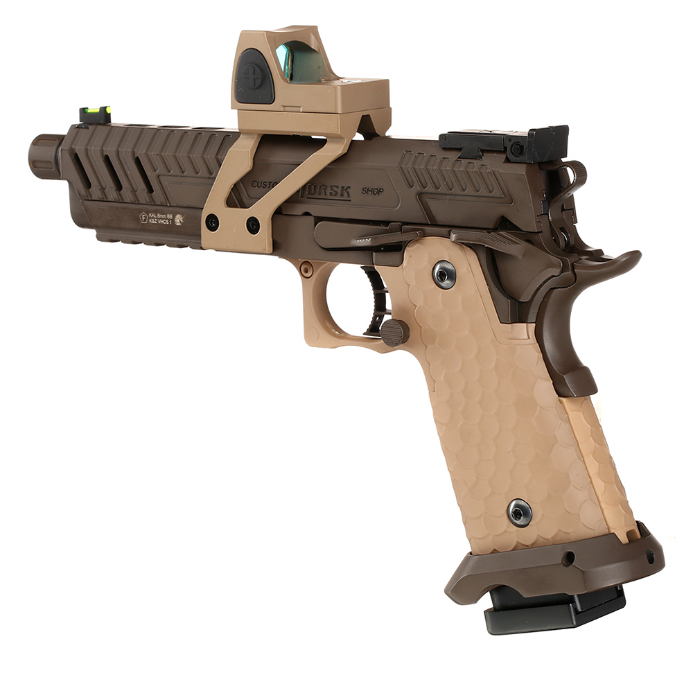 Vorsk Airsoft Hi-Capa 5.1 Vengeance mit HD5141 LPZ Vollmetall GBB 6mm BB Tan / Bronze Bild 8