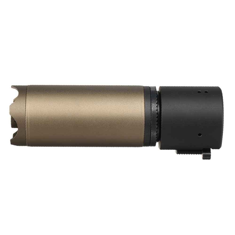 ASG B&T Rotex-V Compact Aluminium Silencer mit Stahl Flash-Hider 14mm- Mud-Earth Bild 1