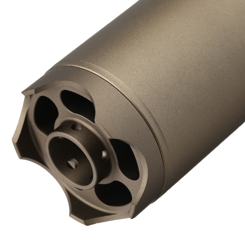 ASG B&T Rotex-V Compact Aluminium Silencer mit Stahl Flash-Hider 14mm- Mud-Earth Bild 4