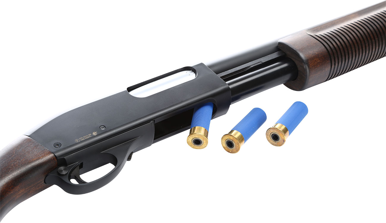 Maruzen M870 Extension Custom Pump Action Gas Shotgun mit Hlsenauswurf 6mm BB Echtholz Bild 5