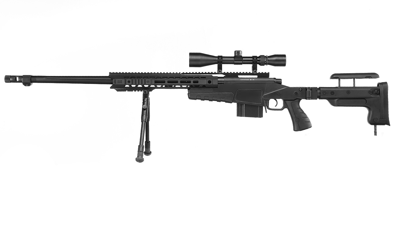 Ersatzteilset Well MB4419-3D Mk13 Mod 7 Snipergewehr inkl. Zweibein / Zielfernrohr Springer 6mm BB schwarz Bild 1
