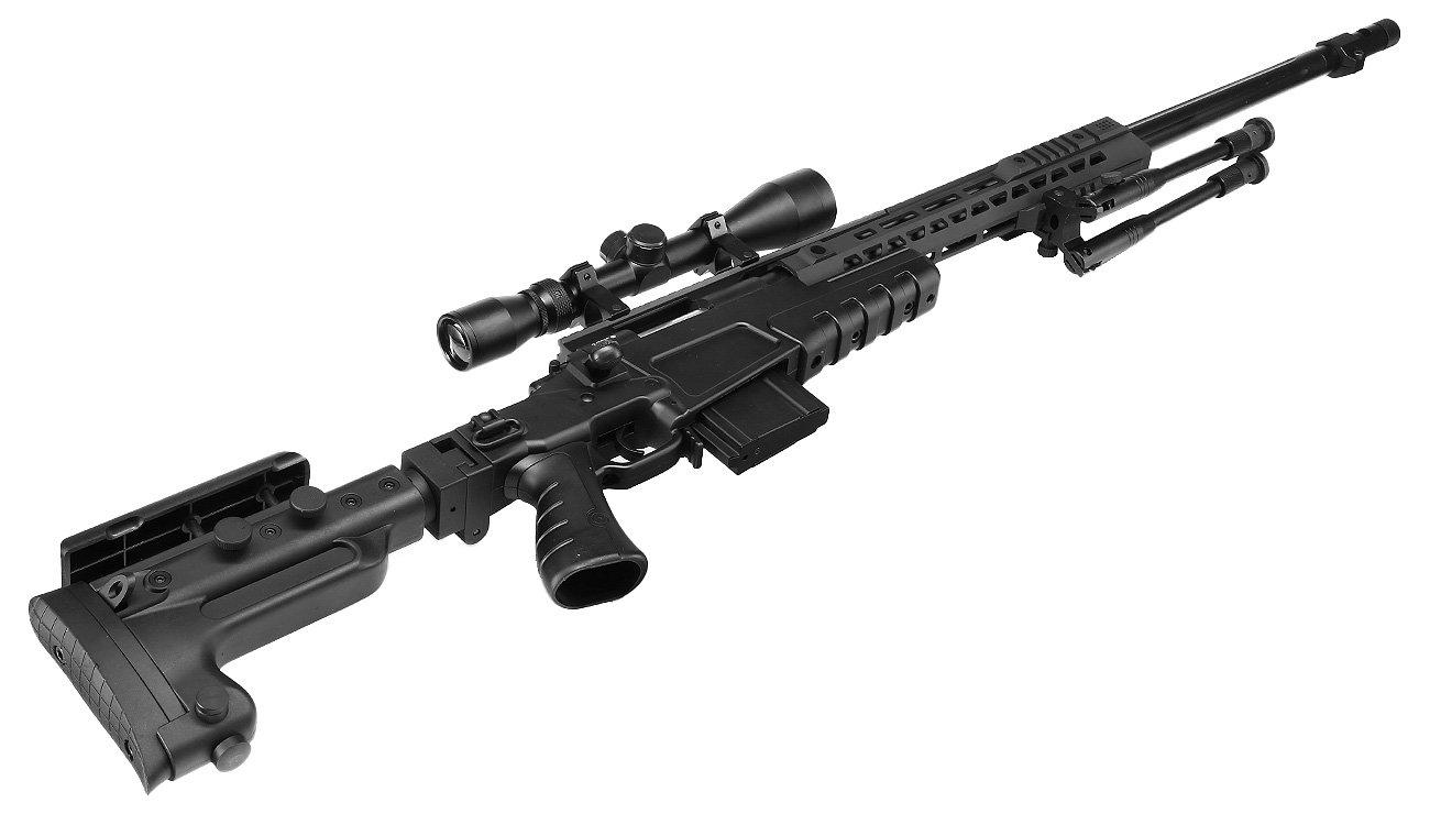 Ersatzteilset Well MB4419-3D Mk13 Mod 7 Snipergewehr inkl. Zweibein / Zielfernrohr Springer 6mm BB schwarz Bild 4