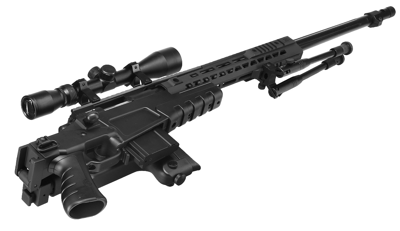 Ersatzteilset Well MB4419-3D Mk13 Mod 7 Snipergewehr inkl. Zweibein / Zielfernrohr Springer 6mm BB schwarz Bild 5