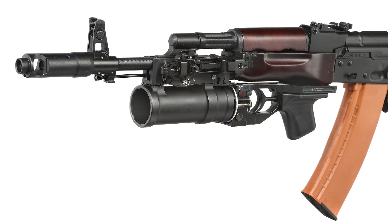 Double Bell AKS-74N inkl. GP-25 Launcher Professional Line Vollmetall S-AEG 6mm BB schwarz - Echtholz Bild 6