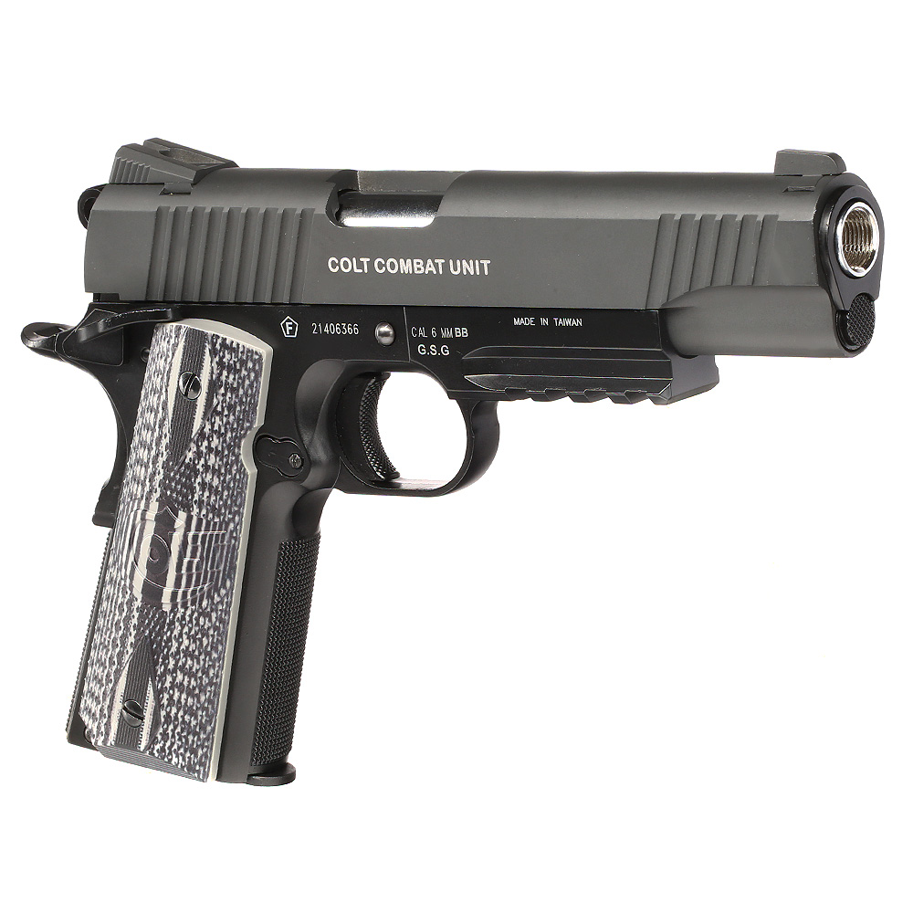 Cybergun Colt 1911 Combat Unit Vollmetall CO2 BlowBack 6mm BB grau / schwarz Bild 1