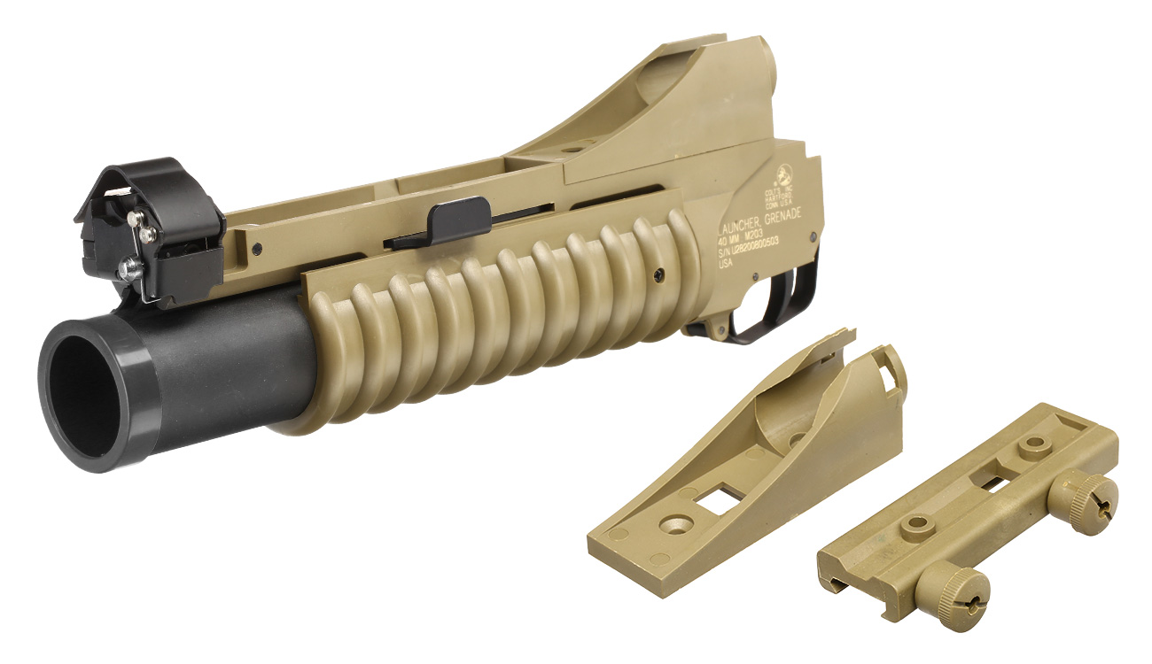 Cybergun Colt M203 40mm Granatwerfer Polymer-Version (3in1) Dark Earth - Short Version