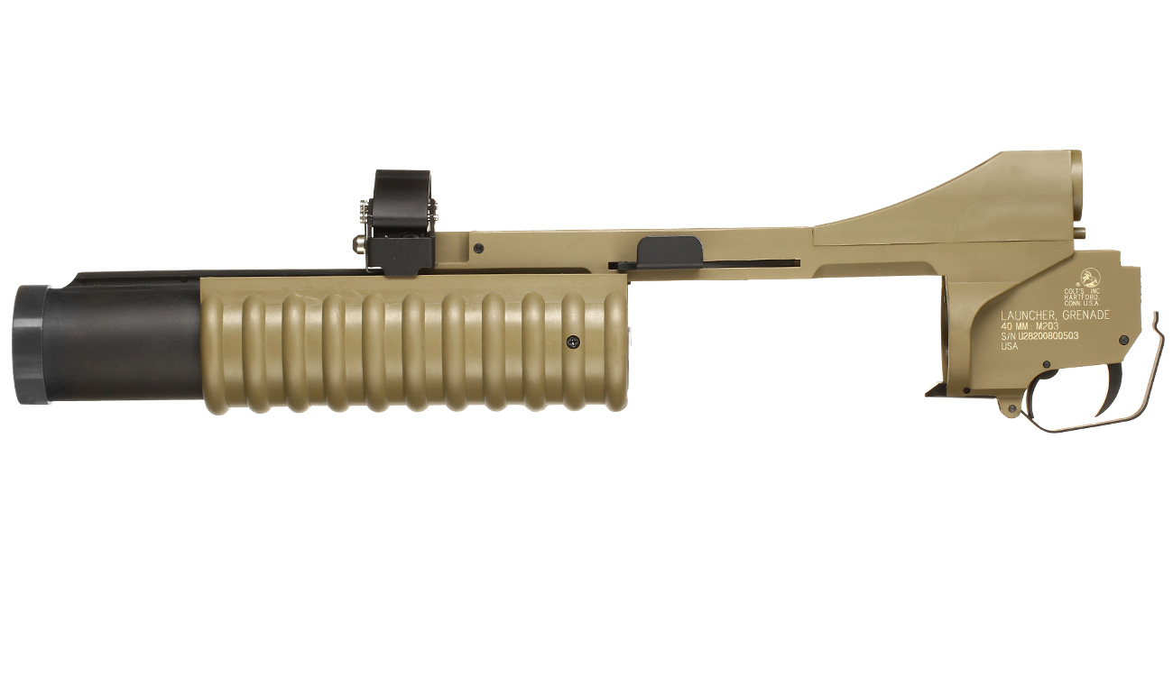 Cybergun Colt M203 40mm Granatwerfer Polymer-Version (3in1) Dark Earth - Short Version Bild 2