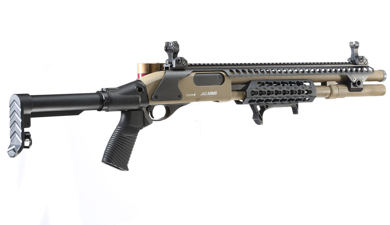 Jag Arms Scattergun SPX Vollmetall Pump Action Gas Shotgun 6mm BB tan Bild 3