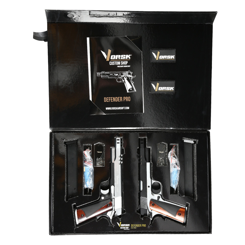 Vorsk Airsoft CS Defender Pro MEU Vollmetall GBB 6mm BB schwarz / silber - Special Twin Pack Edition Bild 11