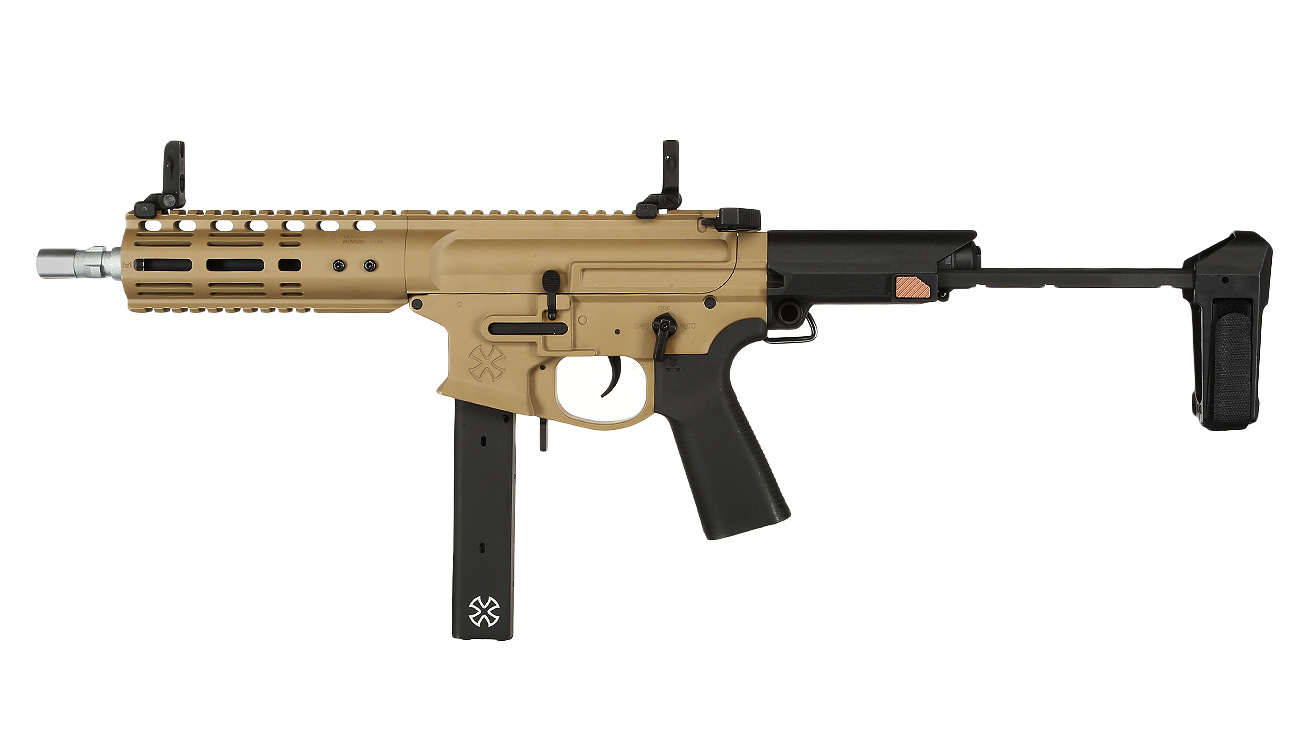 APS / EMG Noveske Space Invader 9mm Gen. 4 eSilver Edge SDU-MosFet 2.0 Vollmetall S-AEG 6mm BB Tan Bild 1