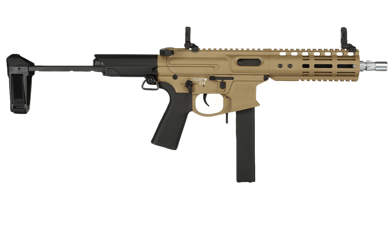 APS / EMG Noveske Space Invader 9mm Gen. 4 eSilver Edge SDU-MosFet 2.0 Vollmetall S-AEG 6mm BB Tan Bild 2