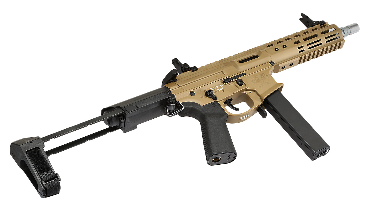 APS / EMG Noveske Space Invader 9mm Gen. 4 eSilver Edge SDU-MosFet 2.0 Vollmetall S-AEG 6mm BB Tan Bild 5