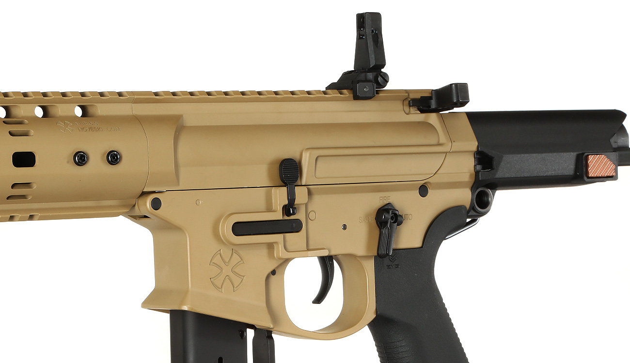 APS / EMG Noveske Space Invader 9mm Gen. 4 eSilver Edge SDU-MosFet 2.0 Vollmetall S-AEG 6mm BB Tan Bild 7