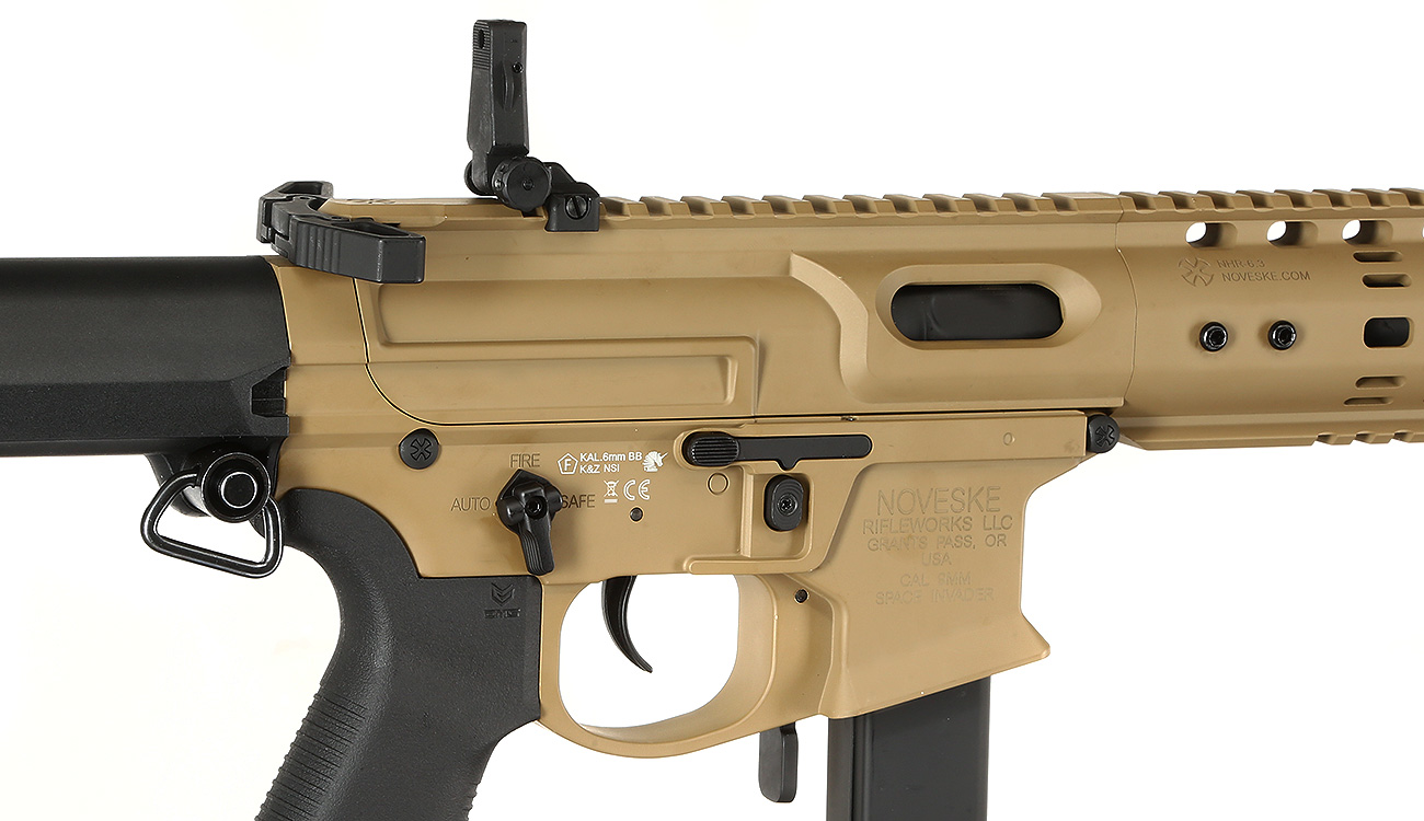 APS / EMG Noveske Space Invader 9mm Gen. 4 eSilver Edge SDU-MosFet 2.0 Vollmetall S-AEG 6mm BB Tan Bild 8