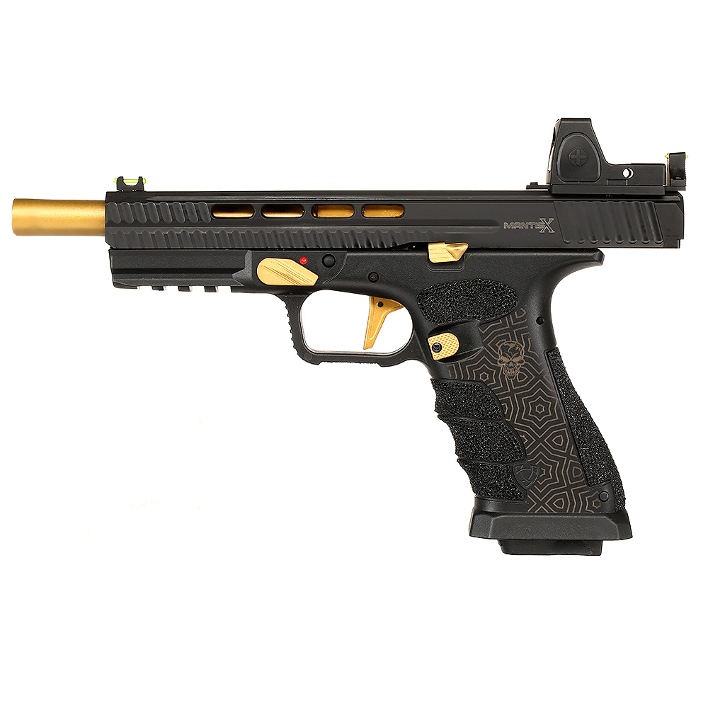 APS Mantis X mit Reflex LPZ D-Mod mit Metallschlitten CO2BB 6mm BB schwarz / gold Bild 2