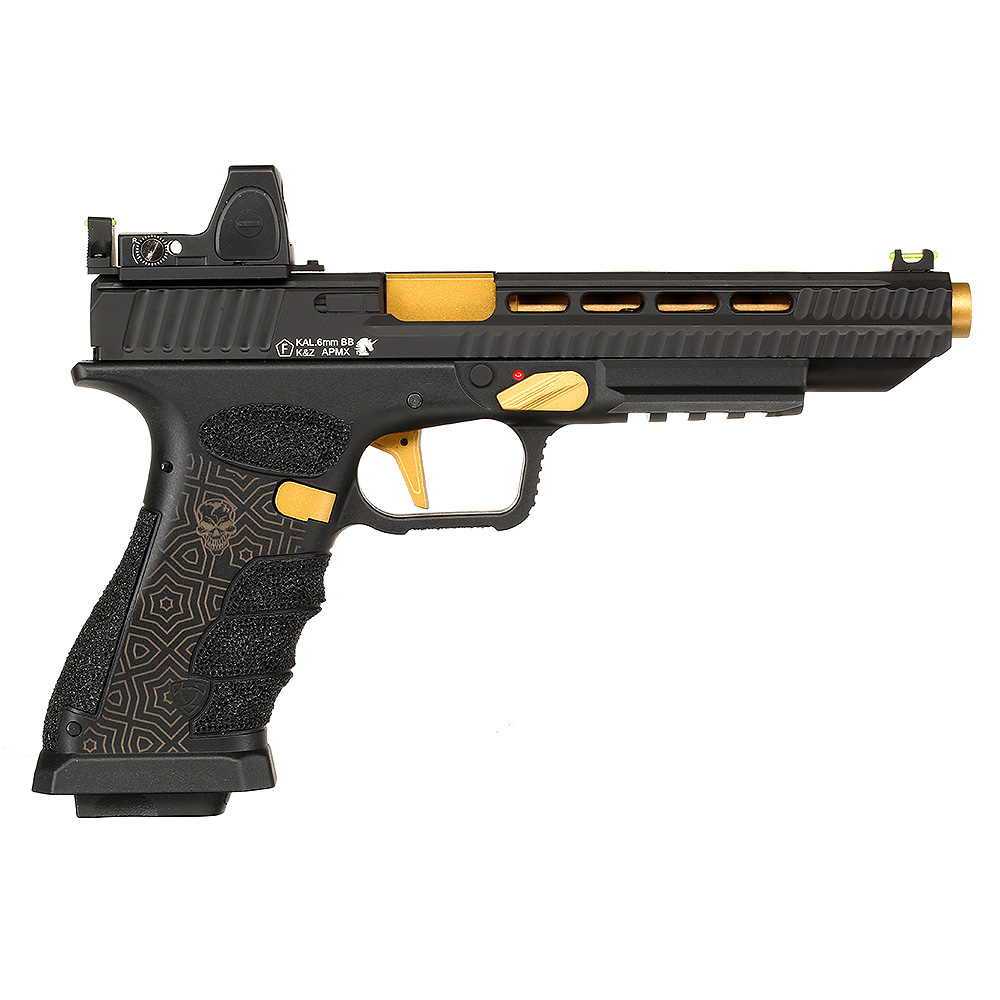 APS Mantis X mit Reflex LPZ D-Mod mit Metallschlitten CO2BB 6mm BB schwarz / gold Bild 3