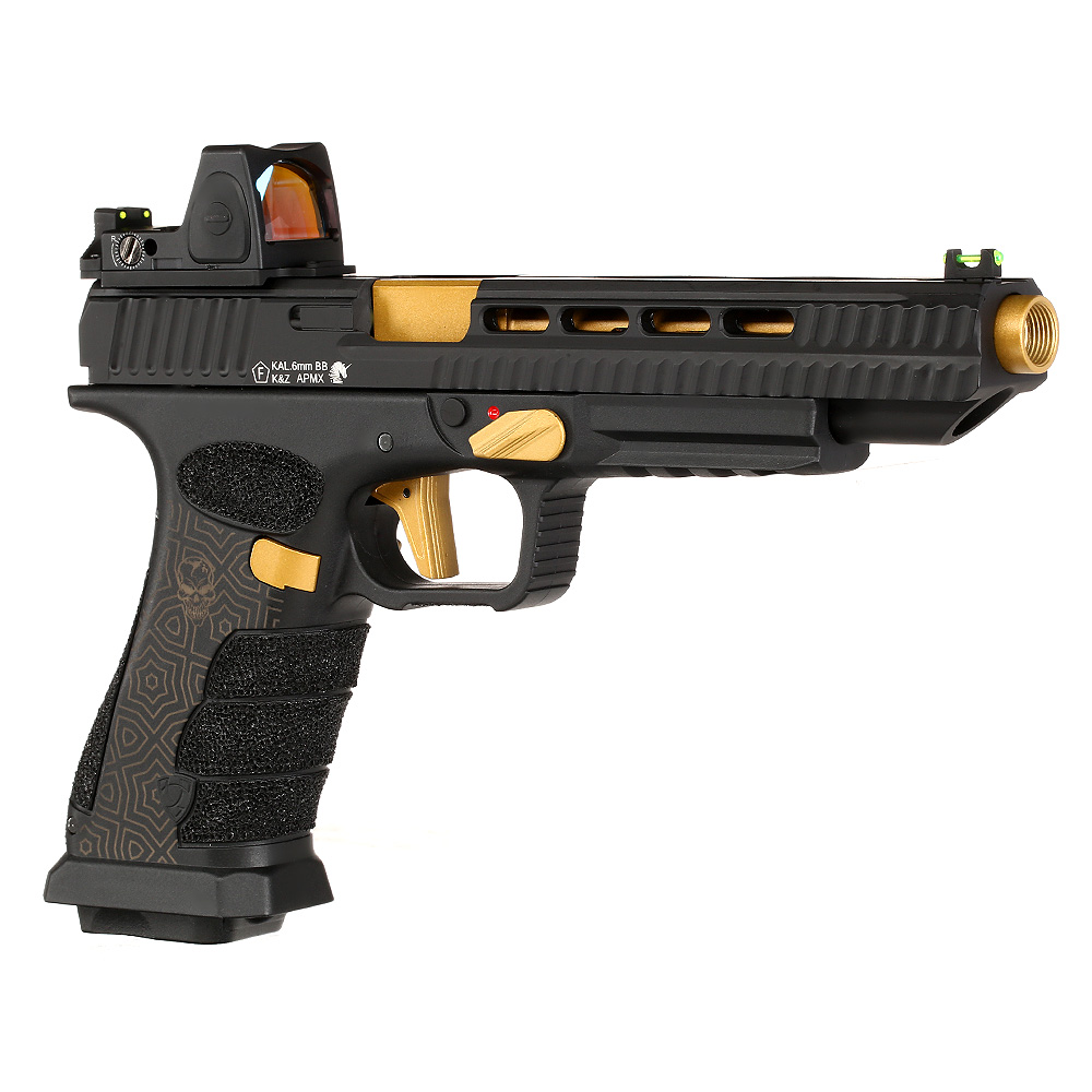 APS Mantis X mit Reflex LPZ D-Mod mit Metallschlitten CO2BB 6mm BB schwarz / gold Bild 8