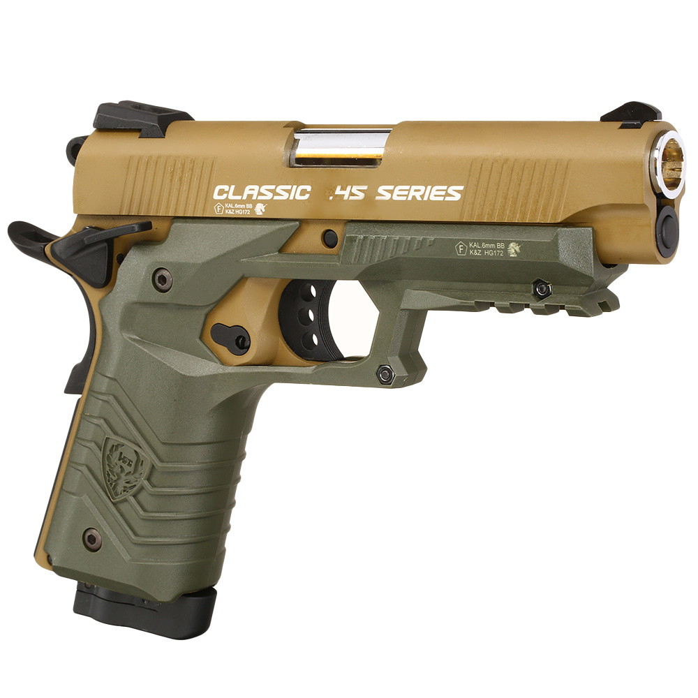 Ersatzteilset HFC M1911S Custom 45 GripTac Vollmetall CO2BB 6mm BB tan / oliv inkl. Pistolenkoffer Bild 8