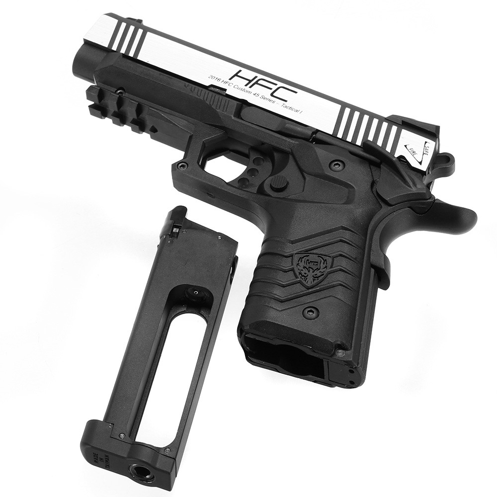 HFC M1911S Custom 45 GripTac Airsoftpistole Vollmetall CO2BB 6mm BB Dual Tone inkl. Pistolenkoffer Bild 6