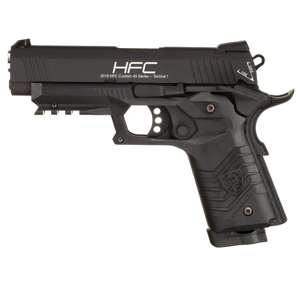 HFC M1911S Custom 45 GripTac Airsoftpistole Vollmetall CO2BB 6mm BB schwarz inkl. Pistolenkoffer Bild 1