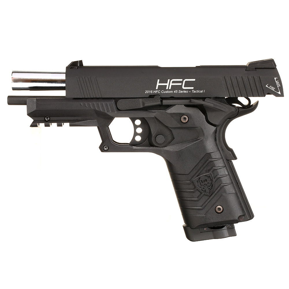 HFC M1911S Custom 45 GripTac Airsoftpistole Vollmetall CO2BB 6mm BB schwarz inkl. Pistolenkoffer Bild 2