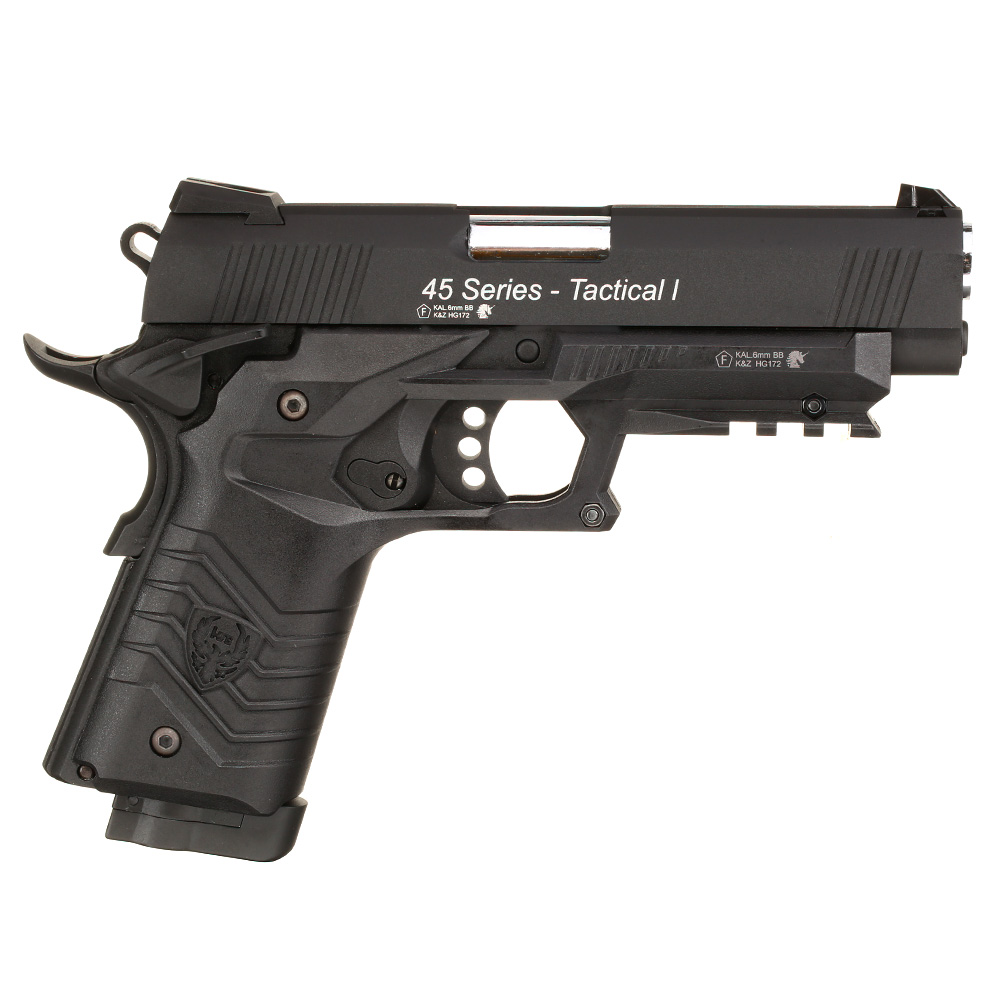HFC M1911S Custom 45 GripTac Airsoftpistole Vollmetall CO2BB 6mm BB schwarz inkl. Pistolenkoffer Bild 3