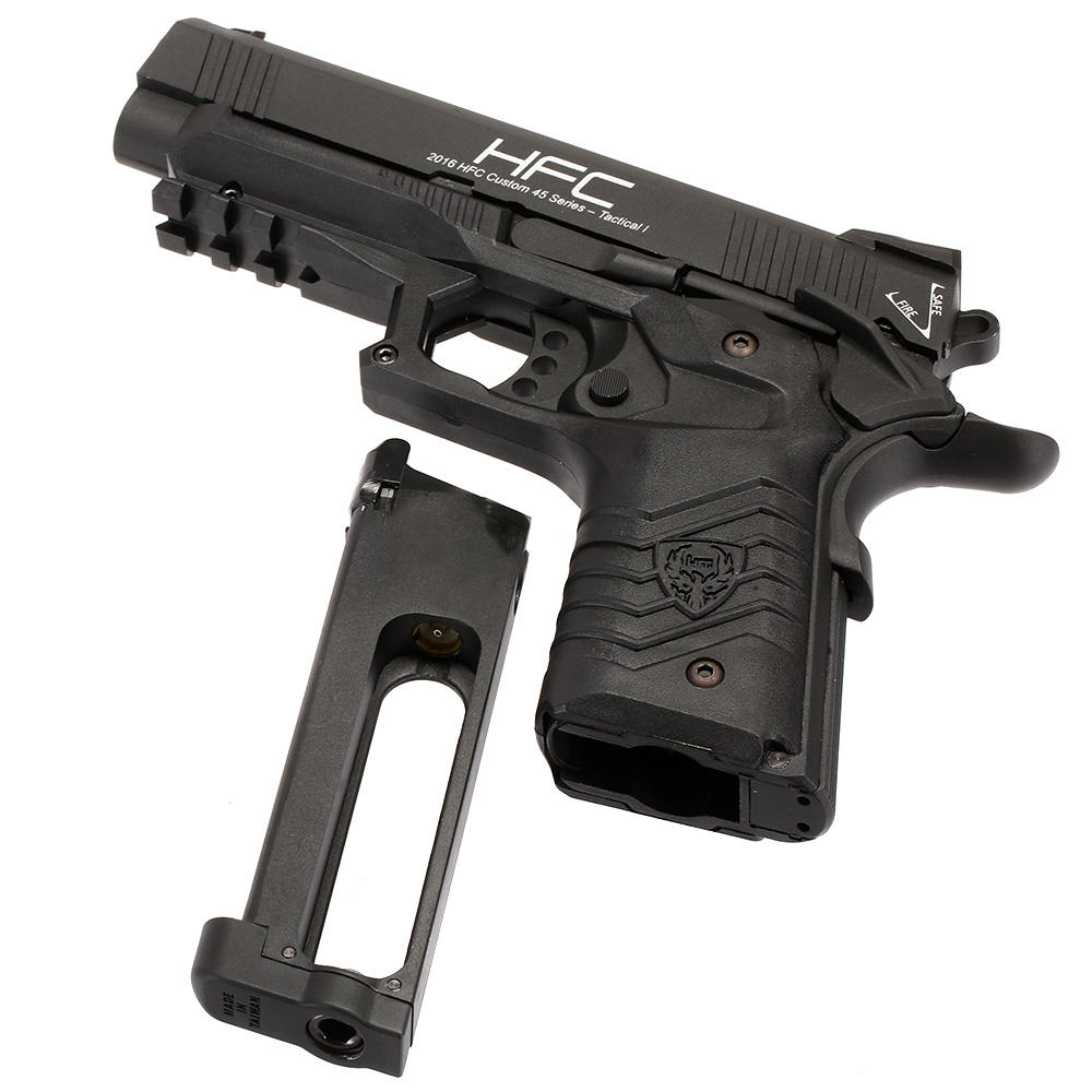 HFC M1911S Custom 45 GripTac Airsoftpistole Vollmetall CO2BB 6mm BB schwarz inkl. Pistolenkoffer Bild 6
