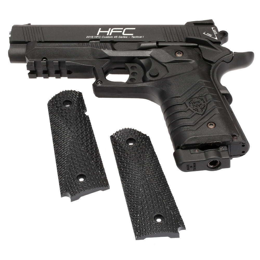 HFC M1911S Custom 45 GripTac Vollmetall CO2BB 6mm BB schwarz inkl. Pistolenkoffer Bild 1